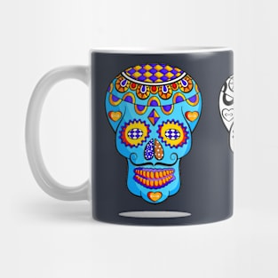 Set of Mexican sugar skulls with mustache Mug